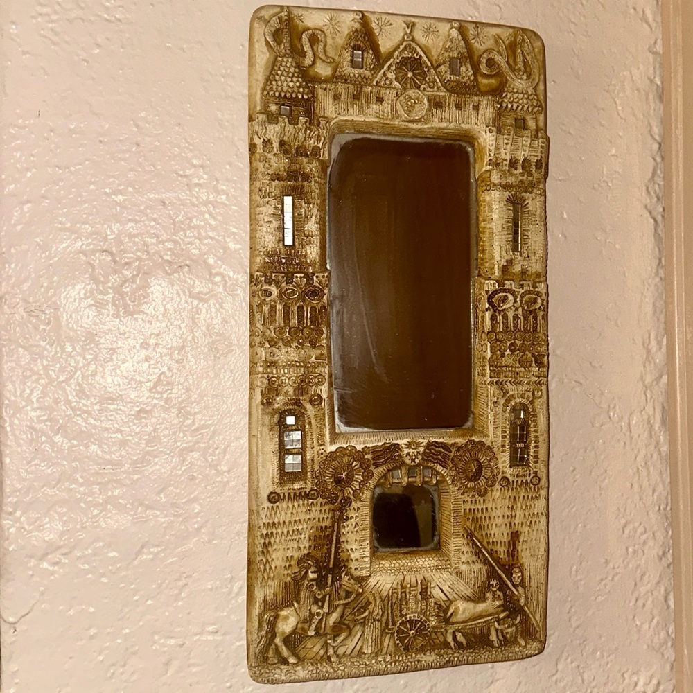 John D Richards‎ Vintage Handcrafted Medieval Fantasy Plaster Art Mirror